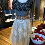White Lace Skirt-$188. Leopard Pullover-$78. Flower Waist Belt-$21.