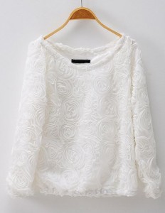 White Rosette Sweater